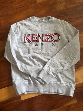 KENZO Paris Men's Grey Logo Sweatshirt - Grey with Red Accent M